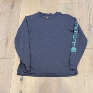 Carhartt Charcoal Blue Long Sleeve with Green Logo